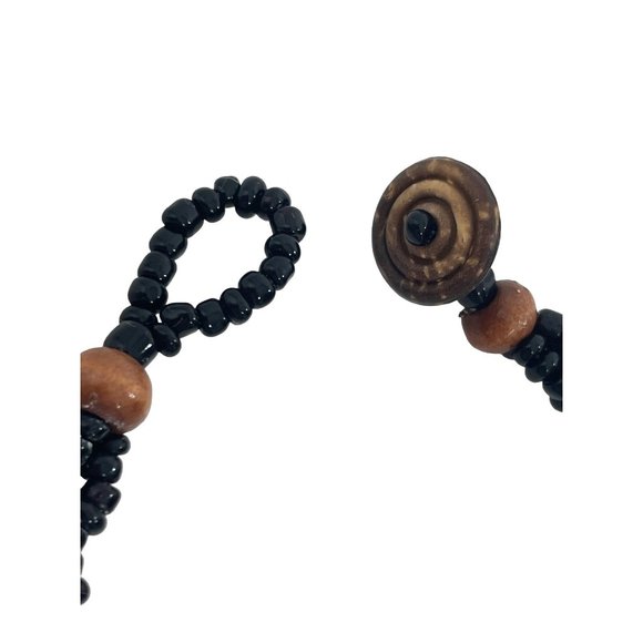 Abalone Medallion Shell Necklace Mother of Pearl Black Beads 18” Round Flower - Picture 9 of 16